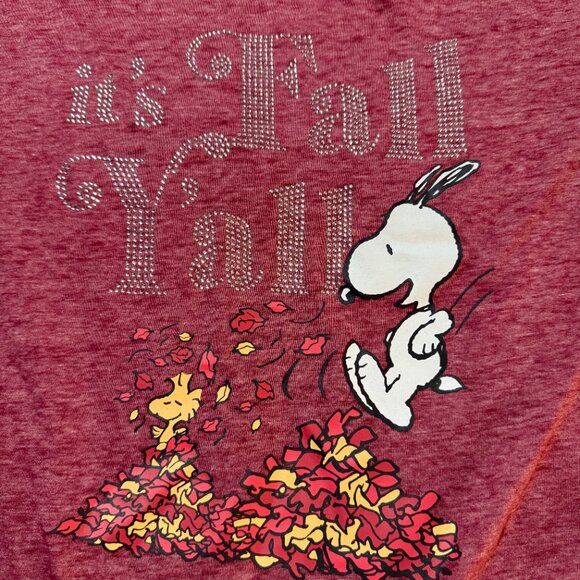 Embellished Peanuts Snoopy It's Fall Yall Graphic jersey soft knit Tee 10/12 NWT - Picture 8 of 11